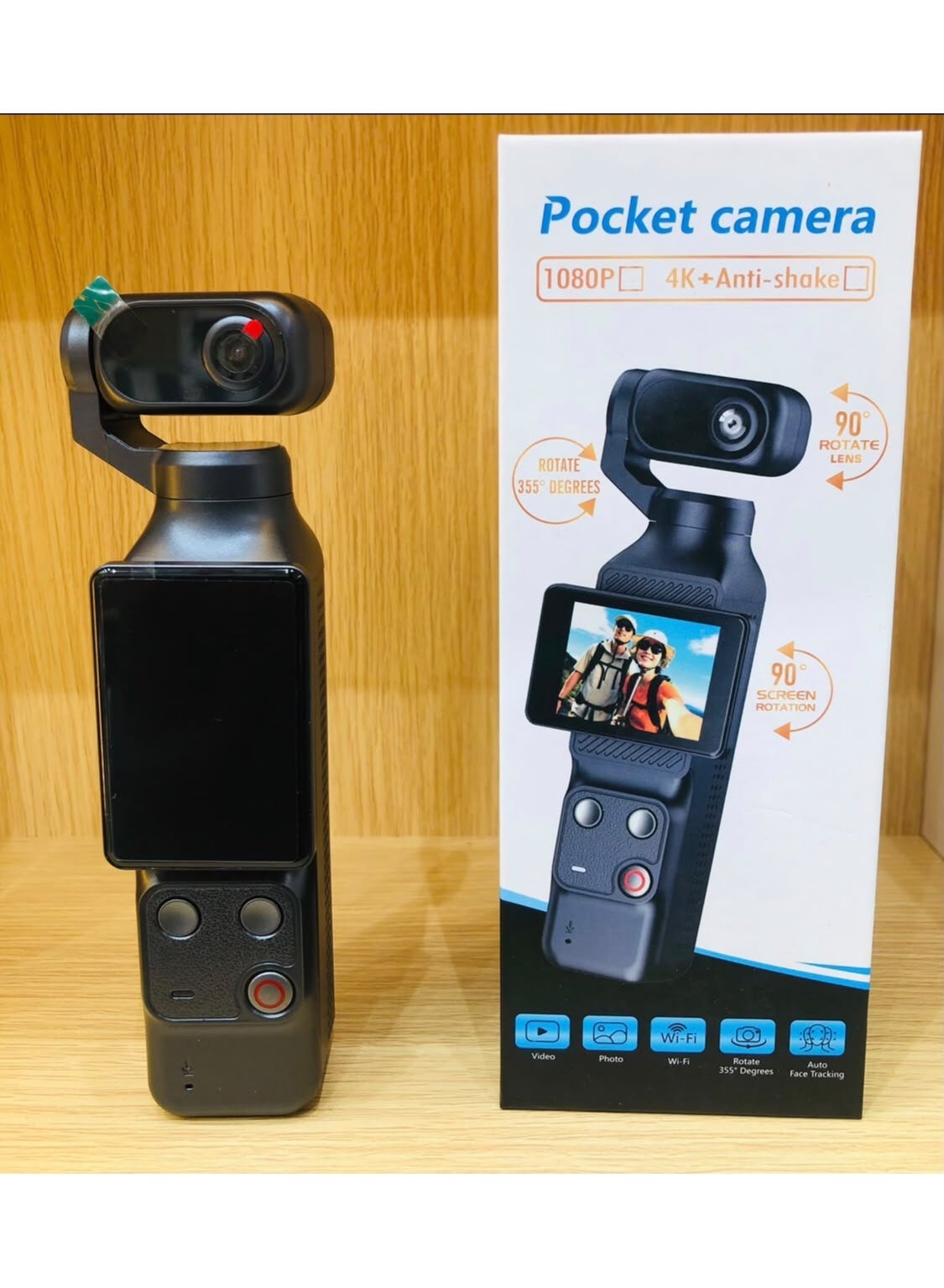 Compare 4K AntiShake Portable Handheld Pocket Camera with 90° Rotating Screen – 355° Rotating Lens WiFi Vlog Action Camera with Auto Face Tracking at KSA Price