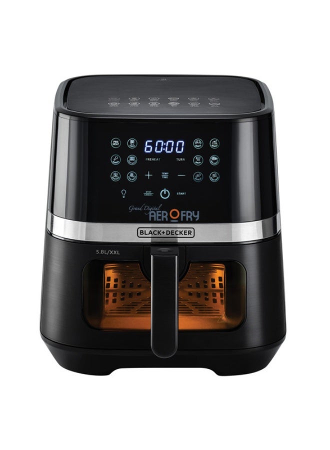 Compare 12in1 Digital Air Fryer, 8.5L2Kg Capacity, Rapid Hot Air Circulation for Frying, Grilling, Baking and Broiling, Brushed Matte Finish, Viewing Window  5.8 L 1800 W AF5800B5 Black at KSA Price