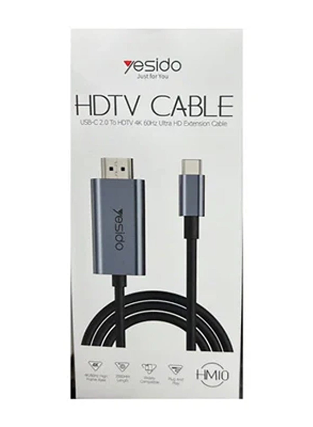 Compare Yesido HM10 USBC 2.0 To HDMI 4K 60Hz Ultra HD Extension Cable Use For Support Casting And Data Transfering to Vedio at KSA Price