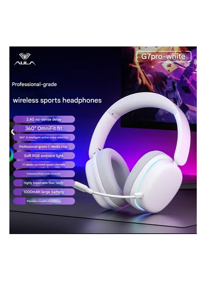 Compare Aula G7 Pro Trimode Gaming Headset  Low Latency, Noise Cancelling, High Sound Quality Wireless Bluetooth at KSA Price