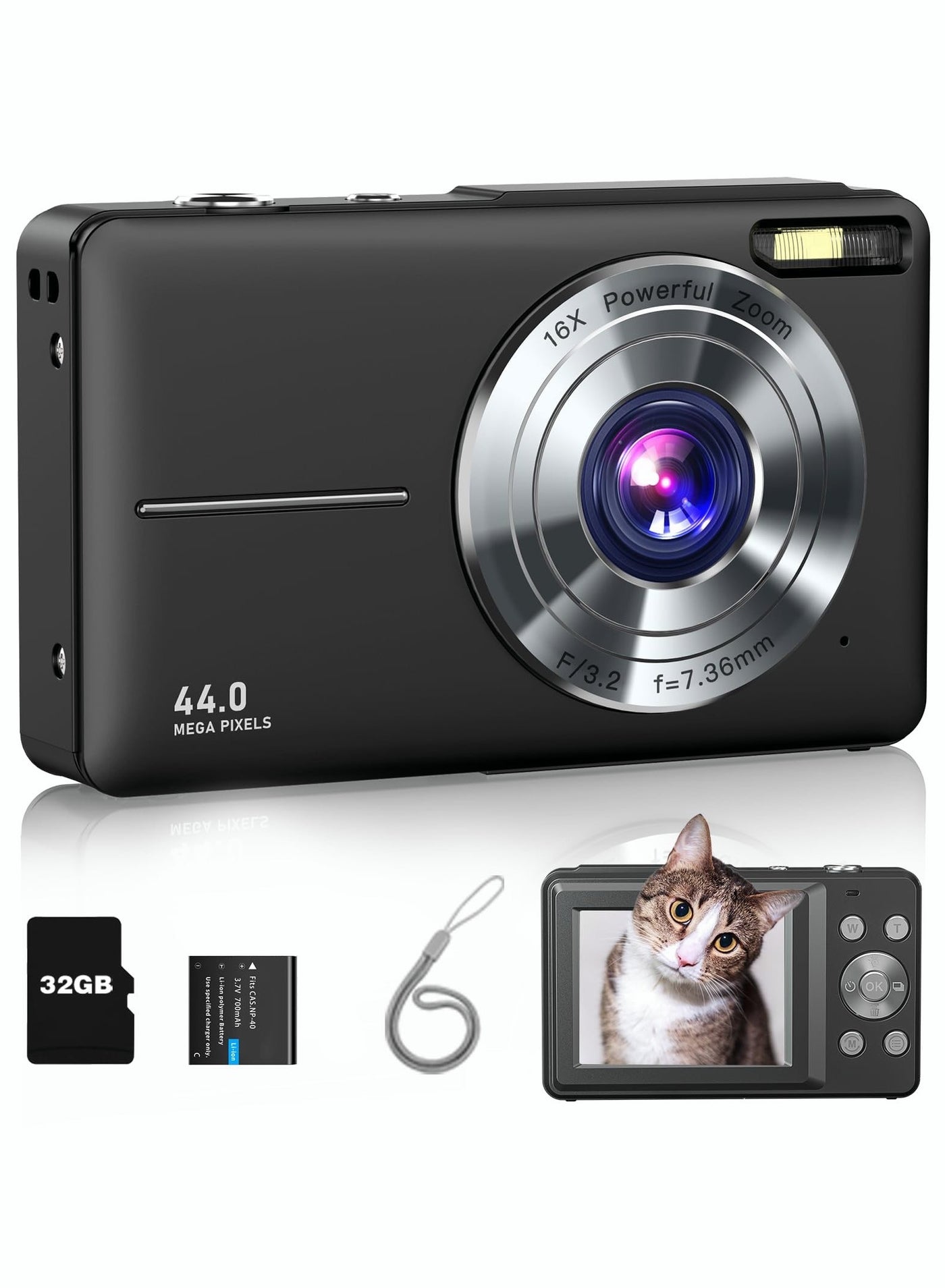 Digital Camera, FHD 1080P Kids Camera 44MP Point…