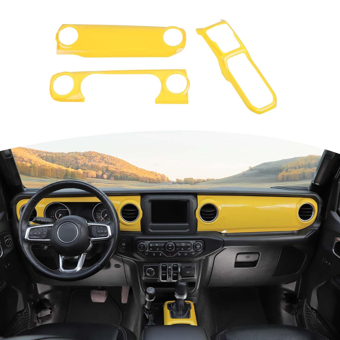 RTTCZ for Jeep JL Yellow Dashboard Cover Gear…