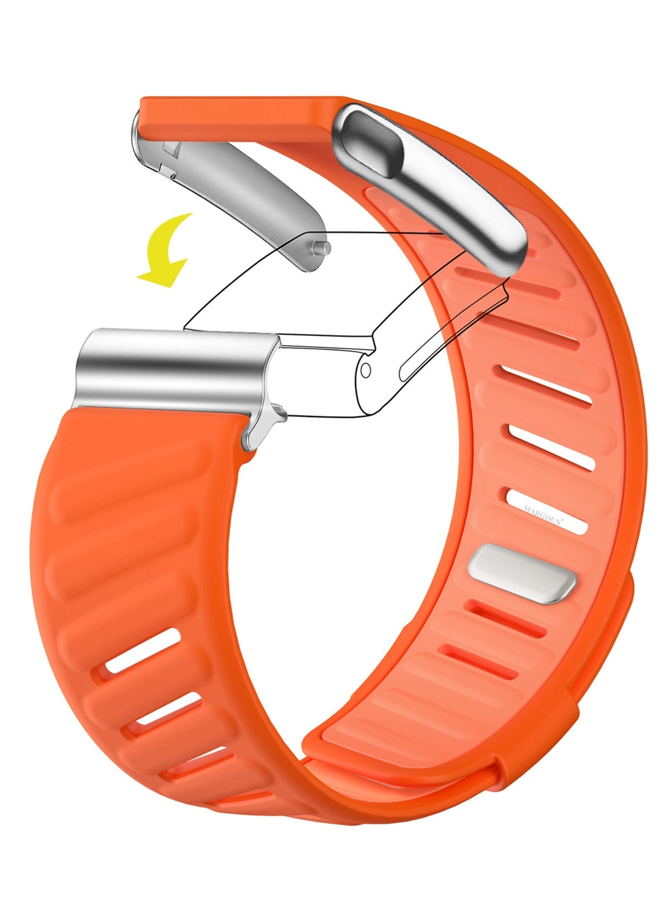 Compare Silicone Band for Whoop MG with Silver Clip, Breathable Adjustable Sport Fitness Wristband Orange orange 1 at KSA Price