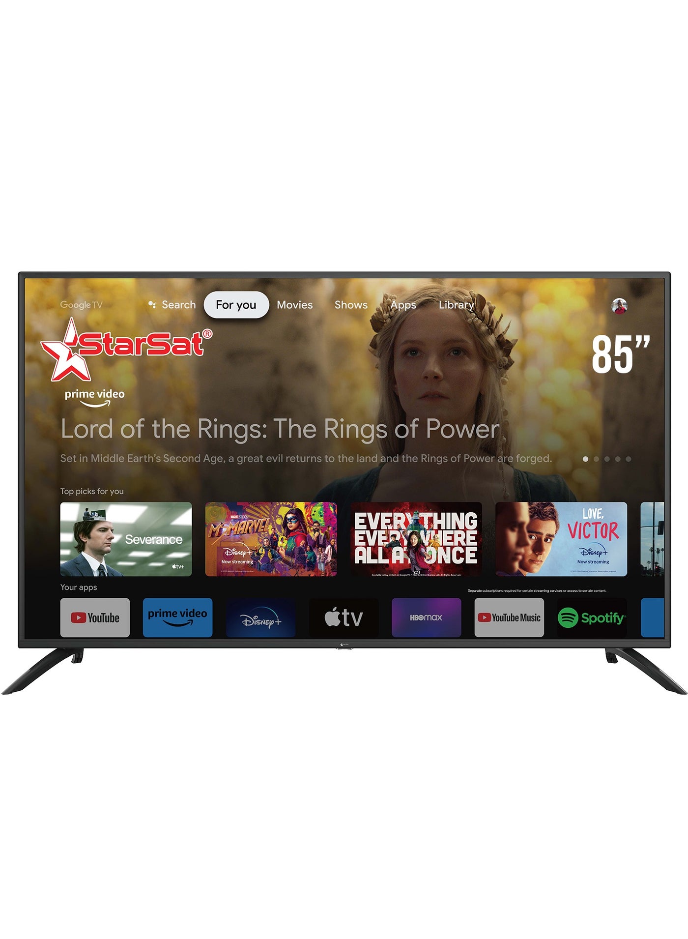 Compare StarSat 85 Inch 4K Ultra HD LED Smart Google TV With Dolby Vision HDR Black at KSA Price
