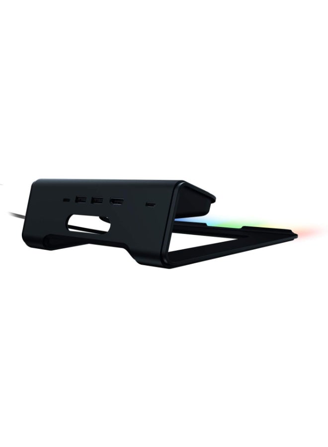 Compare Razer Laptop Stand Chroma V2: USB C Hub with 4K HDMI, 2 USB 3.1, PD 100W  Ergonomic Design  Anodized Aluminum Construction  Customizable Chroma RGB Lighting  Matte Black at KSA Price
