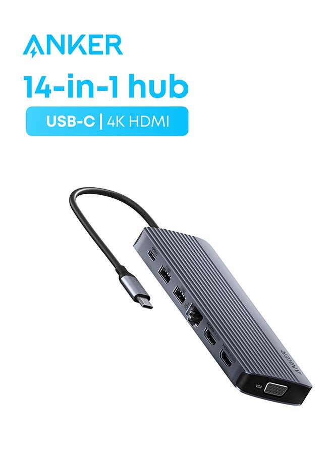 Compare USB C Hub, Triple Display USBC Hub 14in1, 4K@60Hz HDMI with 100W Max Power Delivery, 5 Gbps USBC and USBA Data Ports, For Macbook, Lenovo, Dell XPS, HP Laptops, and More at KSA Price