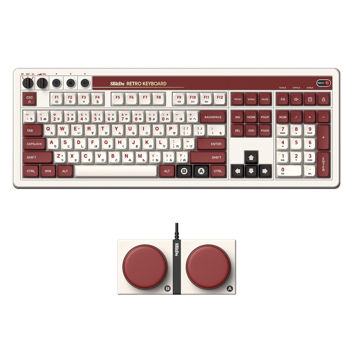 Compare 8BitDo Retro 108 Mechanical Keyboard with 108 Keys and Integrated Numpad Bluetooth24GUSBC Hot Swappable Wireless Gaming Keyboard for Windows and Android Fami Edition at KSA Price