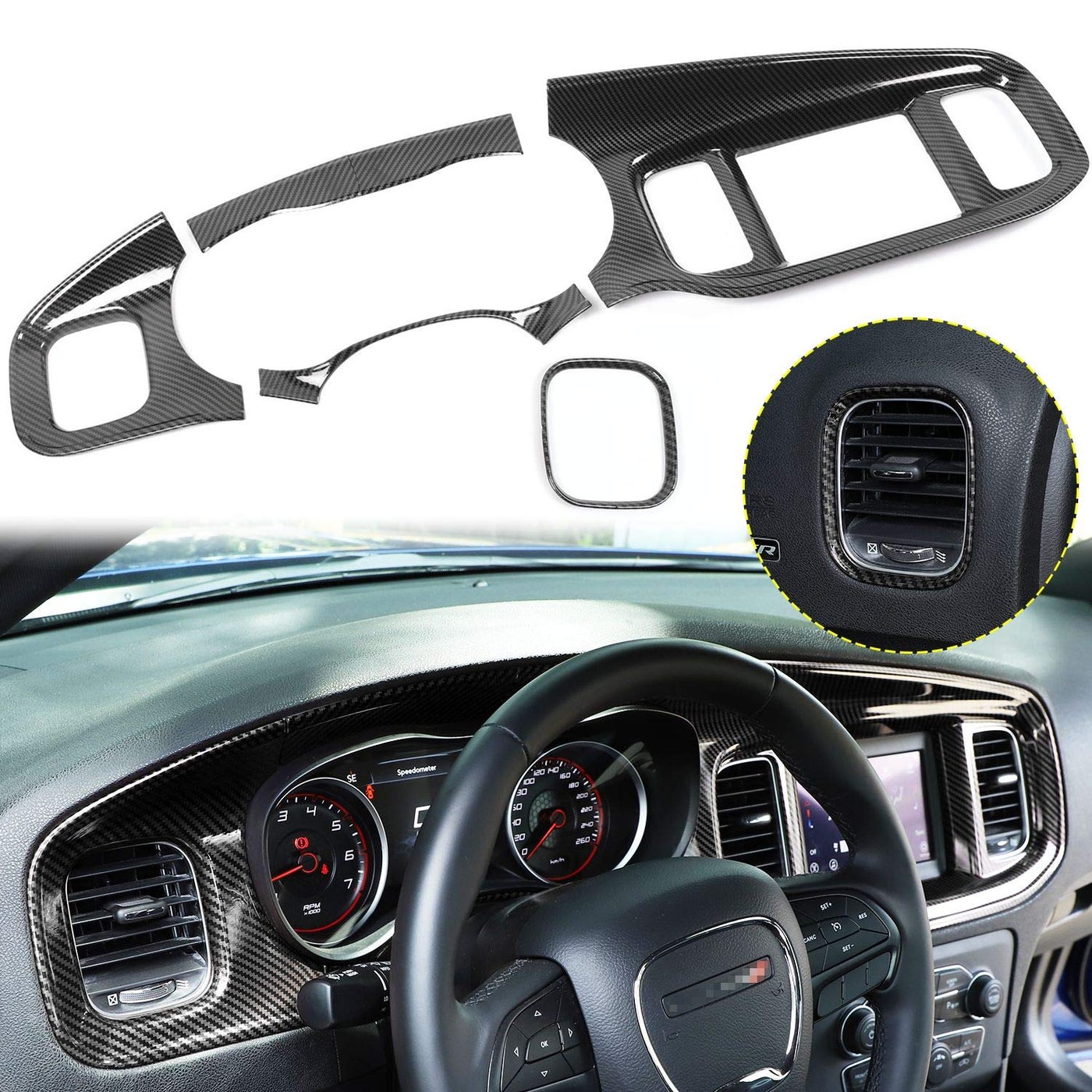 Compare JWWY for Charger Center Consoles Dash Board Dashboard Instrument Gauge Cluster Dash Fascia Trim Panel Garnish Bezel for 20152025 Dodge Charger Interior Accessories ABS Carbon Fiber 5pcs at KSA Price