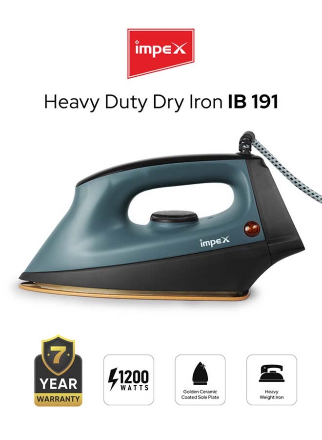Compare Iron Box Heavy Duty Dry  Non Stick Ceramic Sole Plate, Heavyweight 2kg Iron, 5 Adjustable Temperature Settings, 360° Swivel Cord, Long Life Thermostat, Overheat Protection 1200 W IB 191 BlackGrey at KSA Price