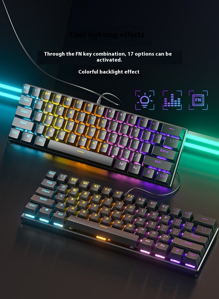 Compare Mechanical Gaming Keyboard, BD61 Compact RGB Backlit Keyboard, HotSwappable Switches, USB Wired Connection, 17 Lighting Effects, Esports Keyboard at KSA Price