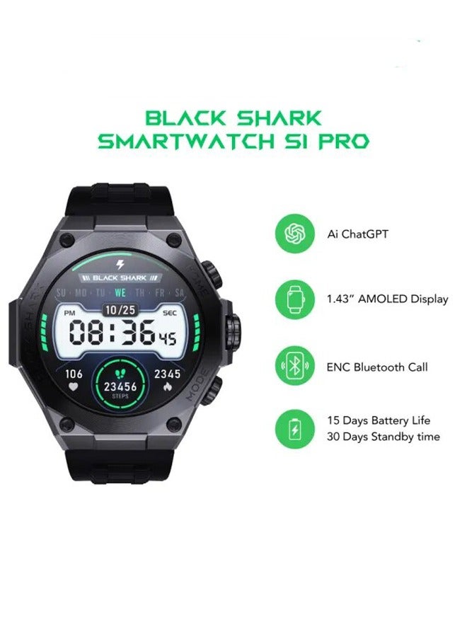 Compare S1 Pro Smart Watch With 1.43inch AMOLED Display,15 Days Battery Life, 100+ Sports Modes, Health Monitoring & Water Resistance  Black at KSA Price