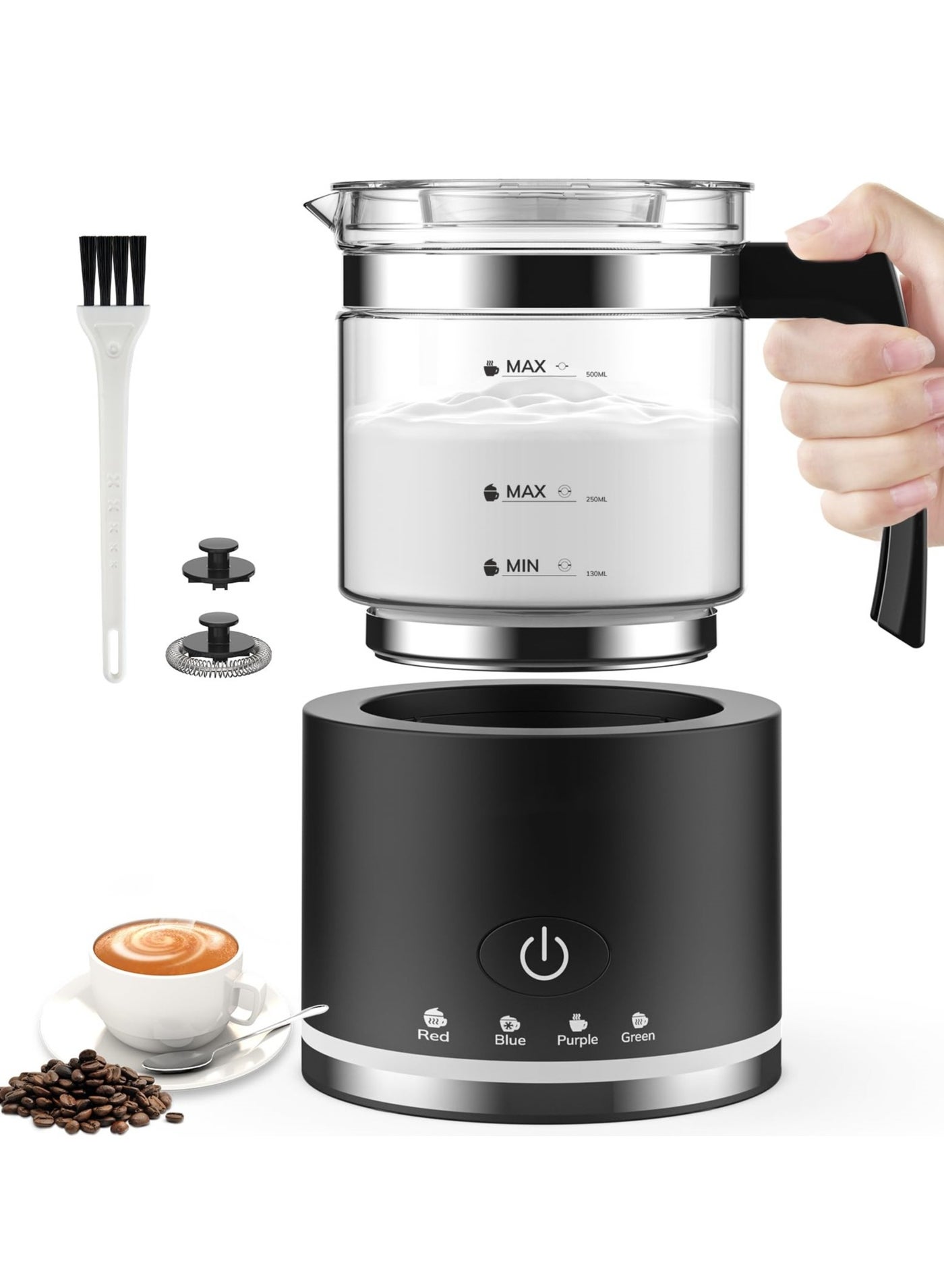Compare Electric Milk Frother, 4in1 500ml Milk Steamer for Latte, Cappuccinos, Macchiato, Dishwasher Safe, Automatic Hot and Cold Foam Maker and Milk Warmer, Enjoy Perfect Milk Froth in 2 Minutes at KSA Price