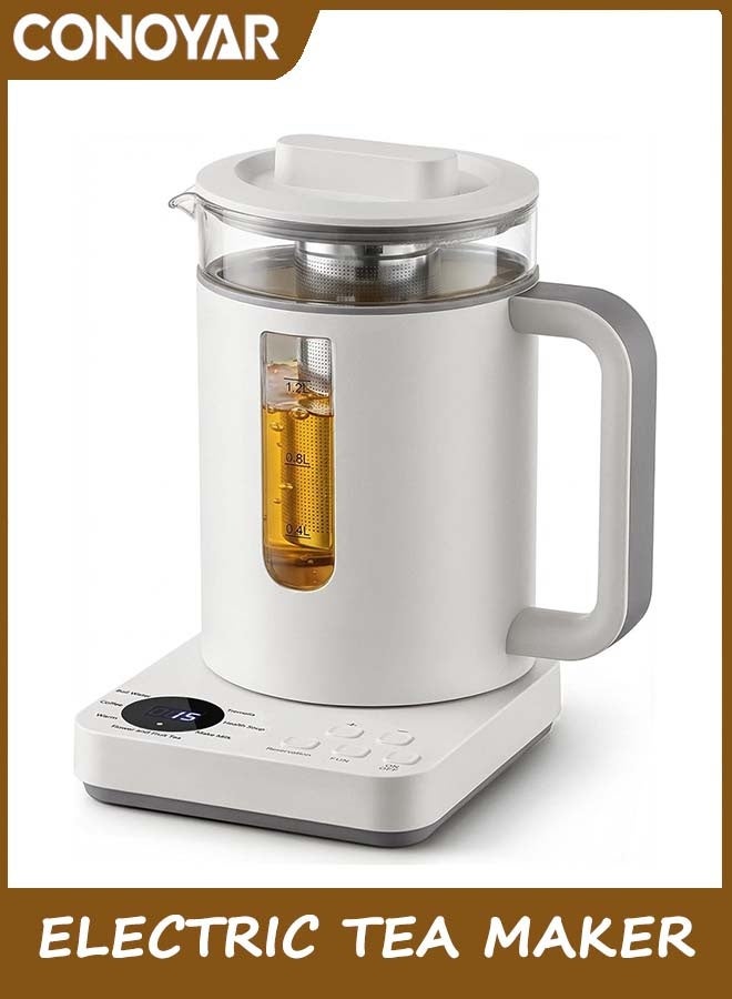 Compare Electric Tea Maker, 1.2L Glass Tea Kettle with Tea Strainer 45100℃ Temperature Control, Chai Maker for WaterTeaCoffeeMilk PowderFruit Teas and More, Digital Display, 24H Keep Warm at KSA Price