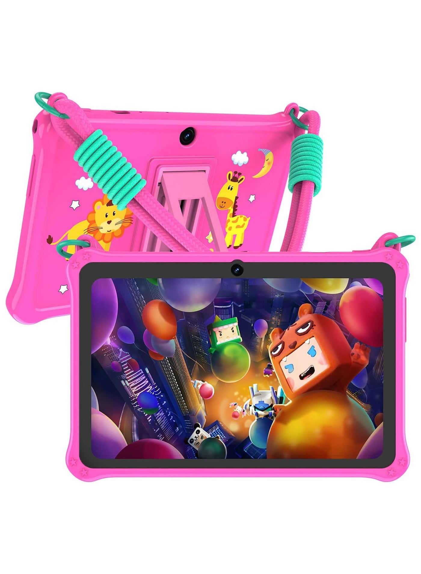 Compare 7 inch Android Tablet for Kids, WiFi Kids Tablet, 2GB+2GB RAM 32GB ROM QuadCore Toddler Tablet with Shockproof Case, Bluetooth, WiFi, Parental Control, Dual Camera,  Educational Games Pink at KSA Price