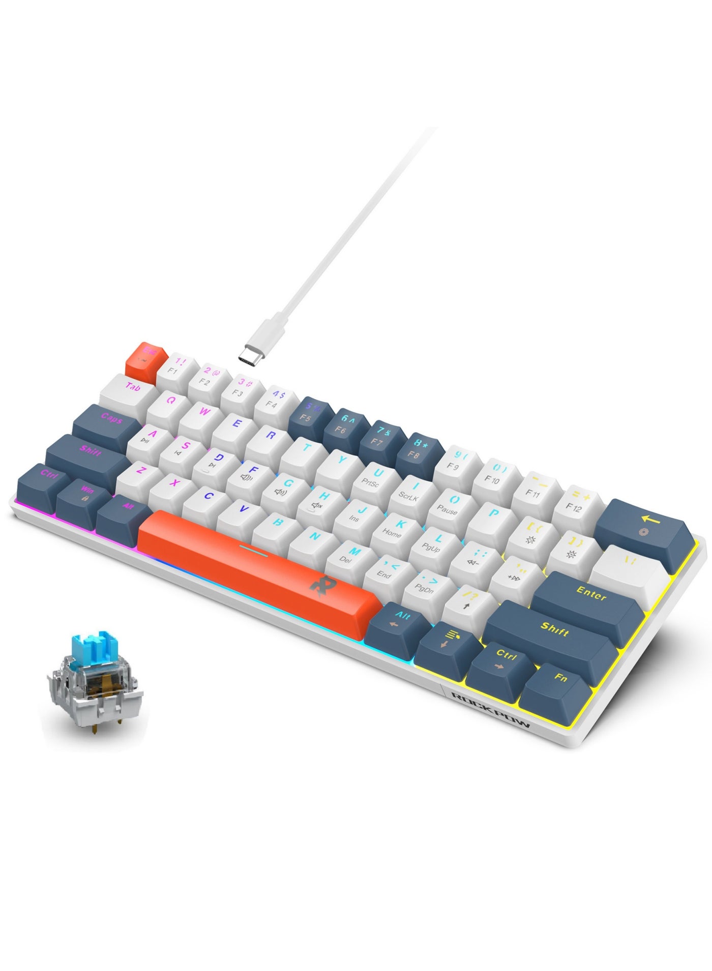 ROCK POW 60% Mechanical Gaming Keyboard, 61keys…