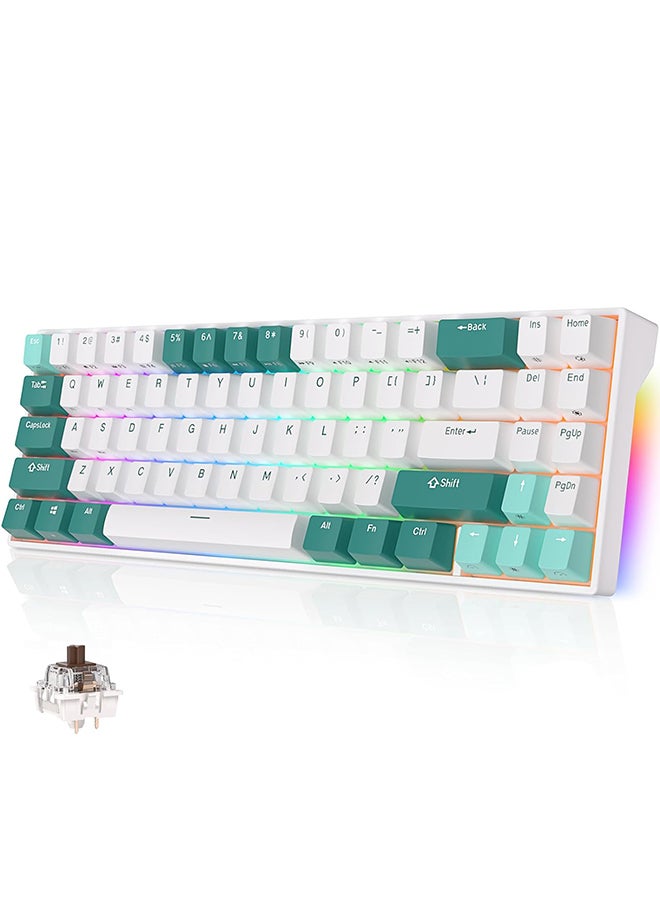RK ROYAL KLUDGE RK71 Gaming Keyboard, White/Green,…