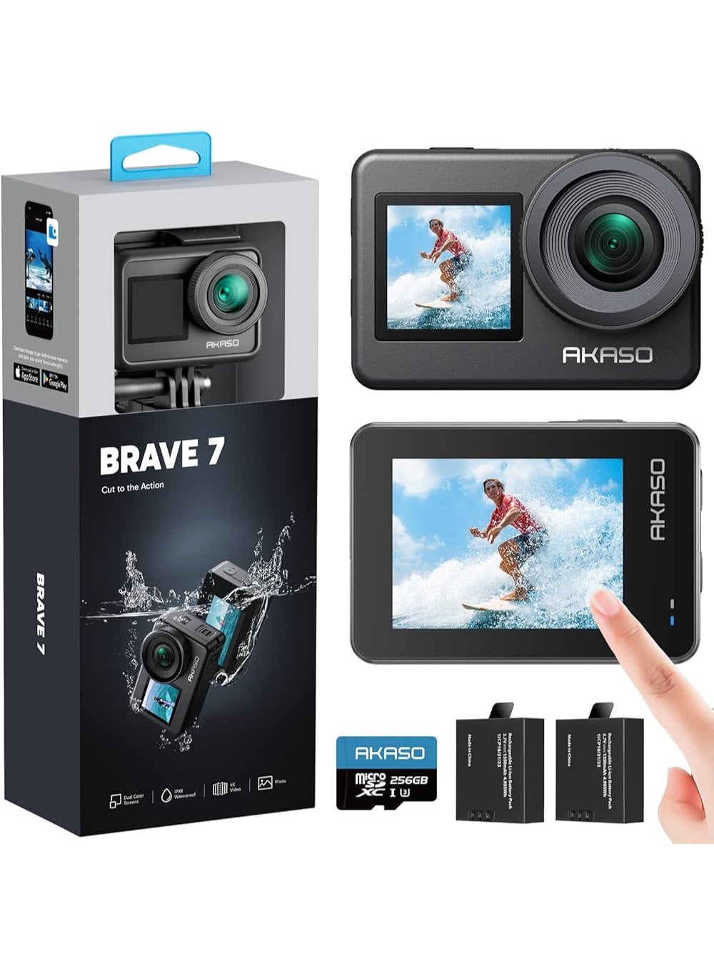 AKASO Brave 7 Action Camera 4K 60FPS 20MP, 256GB…