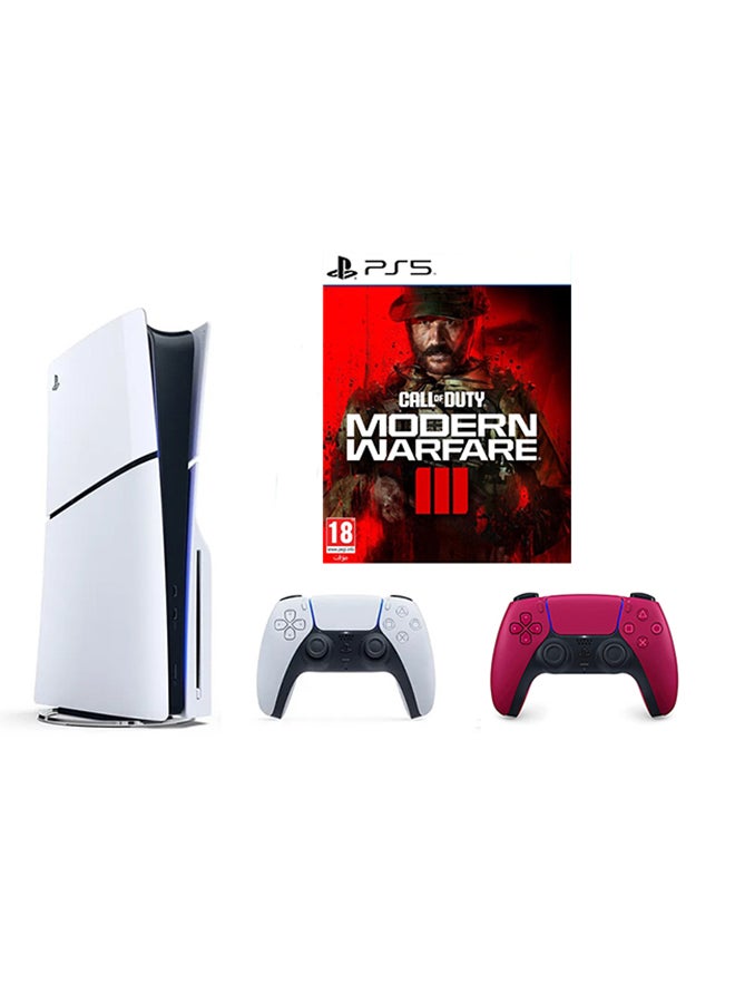 Compare PlayStation 5 Slim Disc Console with Extra Red Controller and Call of Duty: Modern Warfare III Bundle at KSA Price