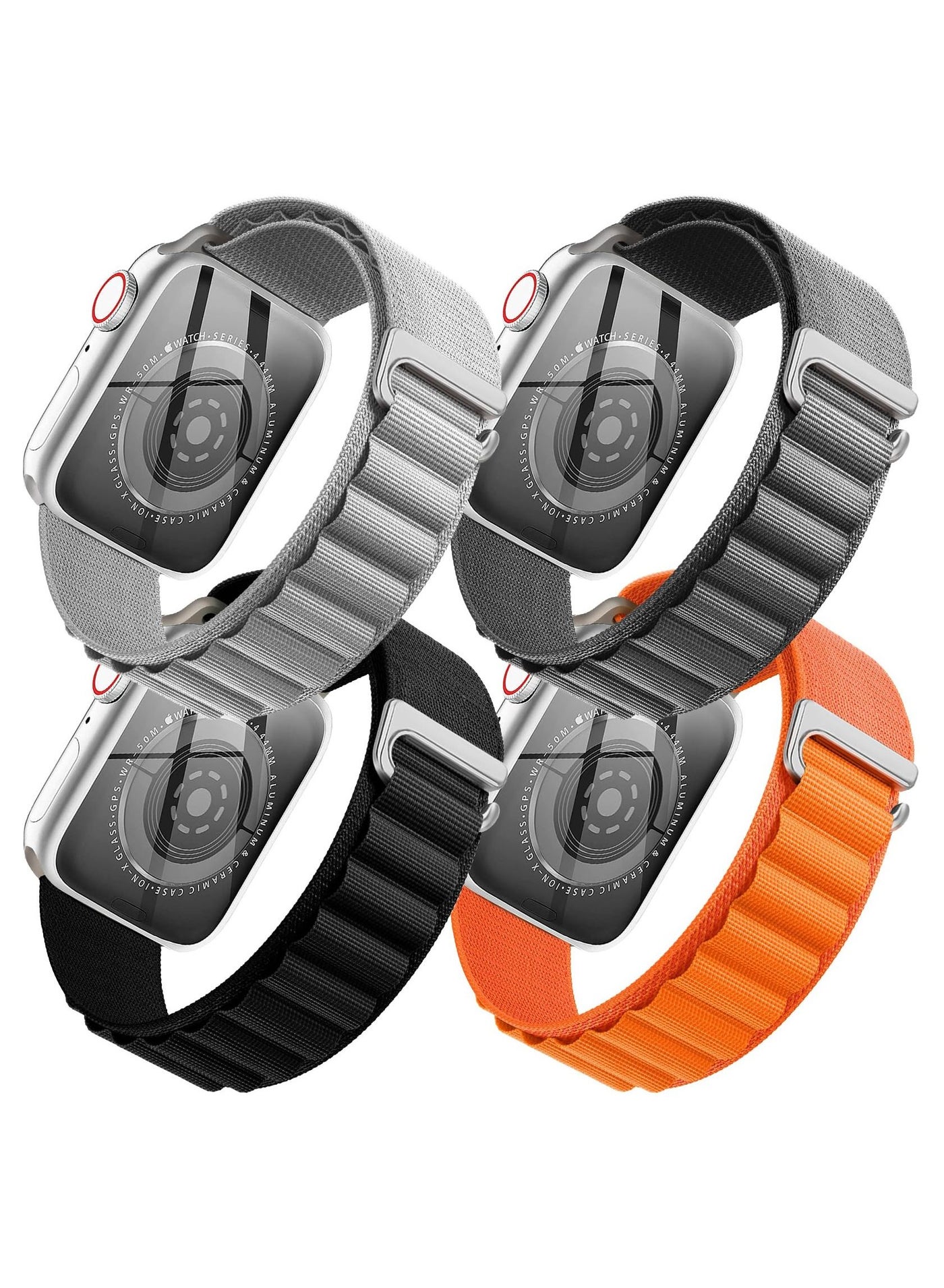 Compare Apple Watch Band 42mm 44mm 45mm 49mm 4 Pack Alpine Loop Nylon Band Women Men with Adjustable Metal GHook Strap for iWatch Ultra Series SE 87654321 at KSA Price