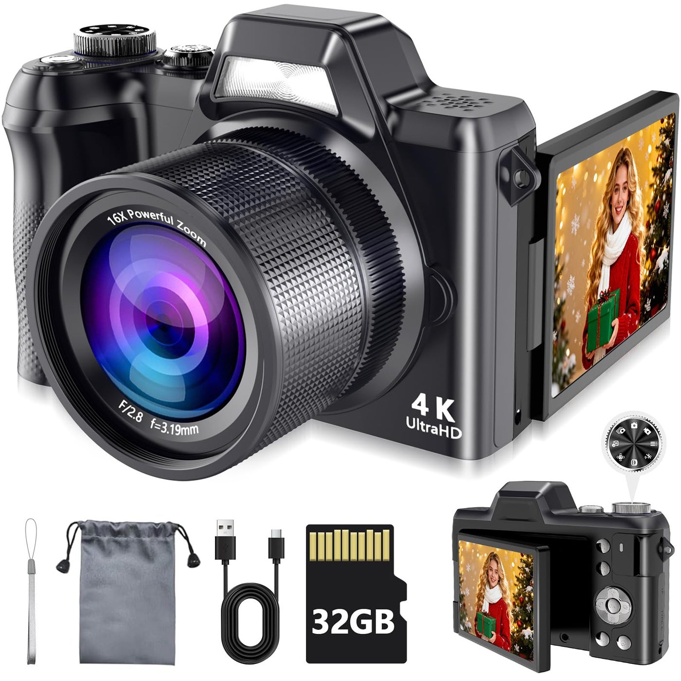 4K Digital Camera for Photography & Vlogging, 56MP…