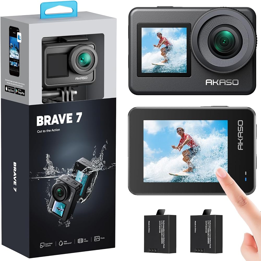 AKASO Brave 7 4K30FPS 20MP WiFi Action Camera with…
