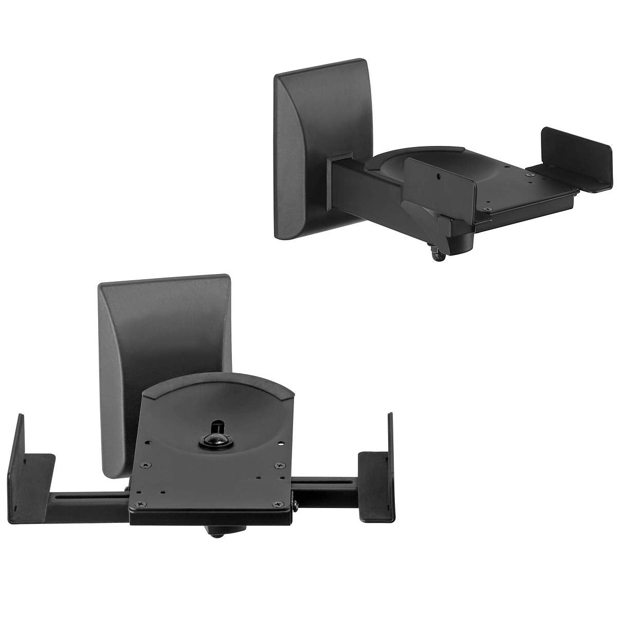 Compare suptek Dual Side Clamping Bookshelf Speaker Wall Mounting Bracket Adjustable for Large Surrounding Sound Speakers, Hold up to 25kgs Each Black SPM201 at KSA Price
