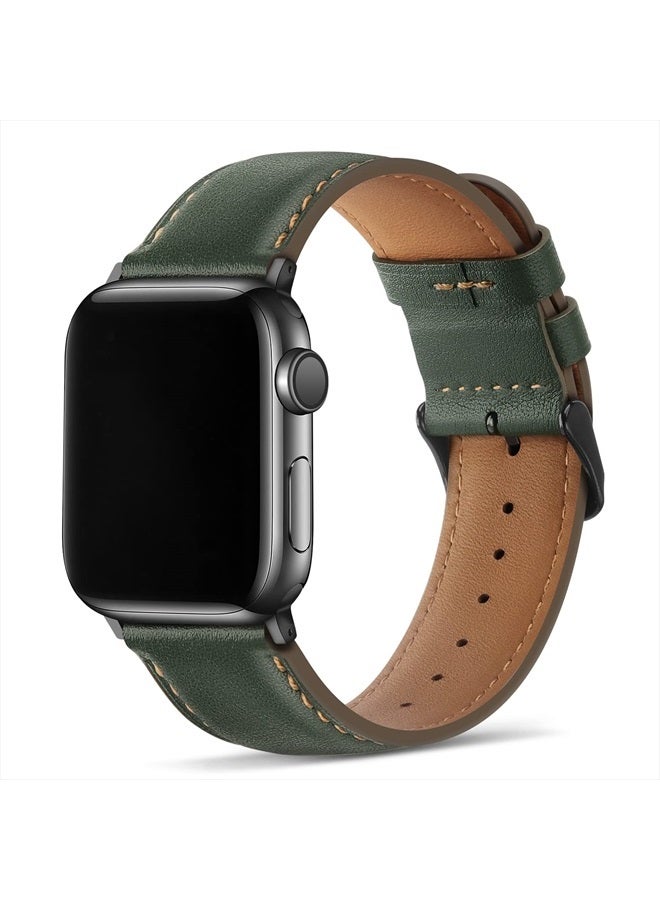 Compare Bands Compatible with Apple Watch Band 41mm 40mm 38mm Men Genuine Leather Replacement Band Compatible with Apple Watch Series 8 7 41mm SE 6 5 4 40mm 3 2 1 38mm  Green at KSA Price