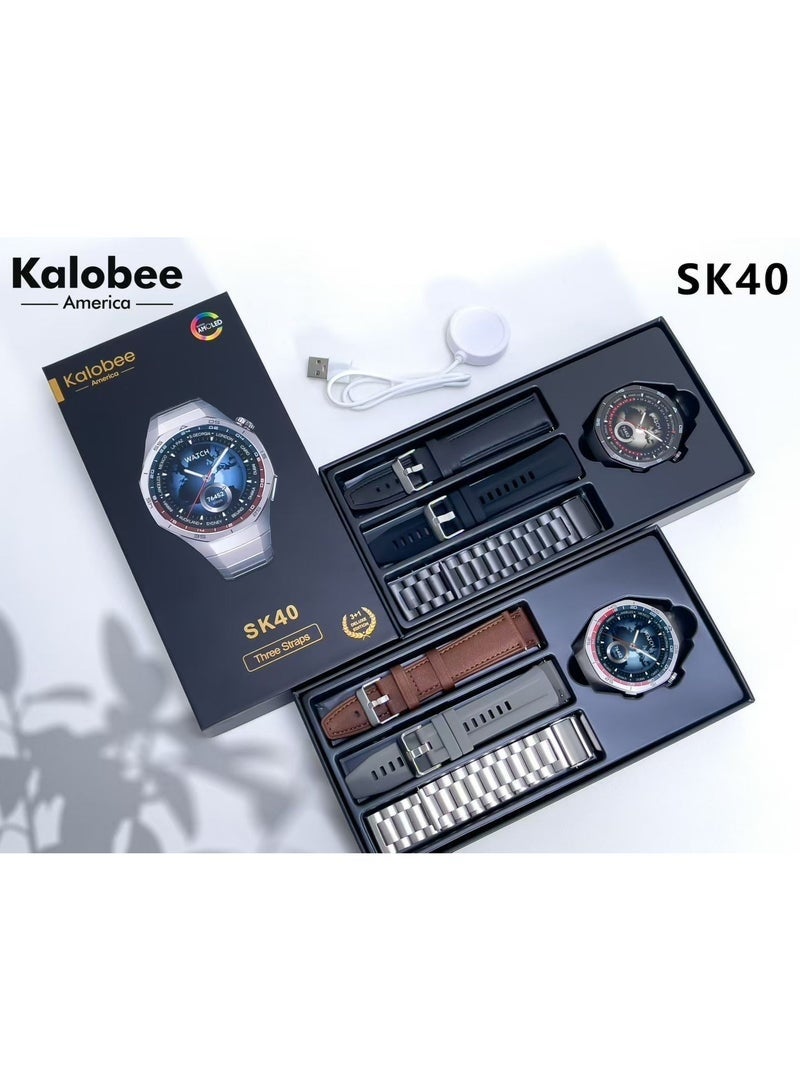 SK40 Smart Watch | AMOLED Display | 3 Straps…