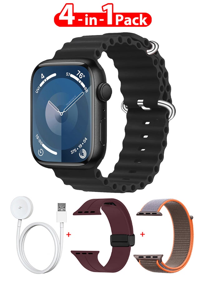 Compare Smart Watch Fitness Tracker 44mm for Android and Ios with 3 Replacement Bands and Charging Cable  Multicolour10 at KSA Price