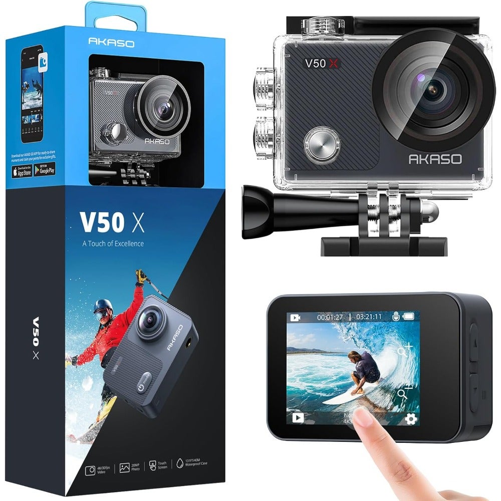 Compare Action camera for outdoor sports, durable polycarbonate body, black finish, 4K video stabilization and waterproof up to 30m at KSA Price