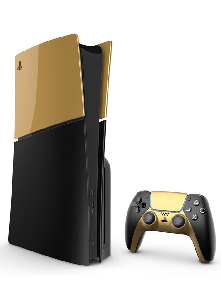 Compare MERLIN CUSTOMISED PLAYSTATION 5 SLIM DESIGN DISC EDITION 1TB SINGLE CONTROLLER GOLDEN BLACK NEW 2023 MODEL at KSA Price