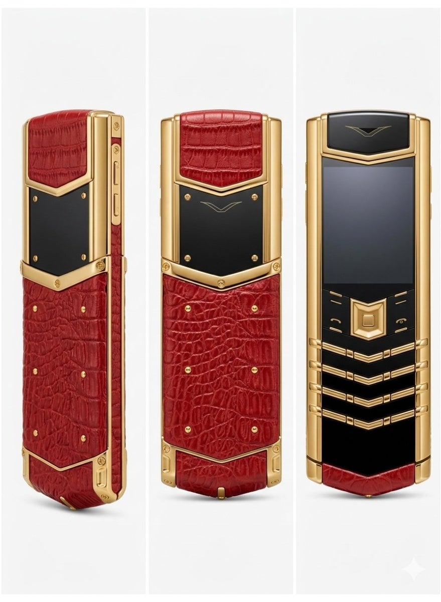 Compare Luxury Handmade DualSIM Keypad Phone with 18K Gold Plating and Exotic Red Dragon Leather Finish at KSA Price