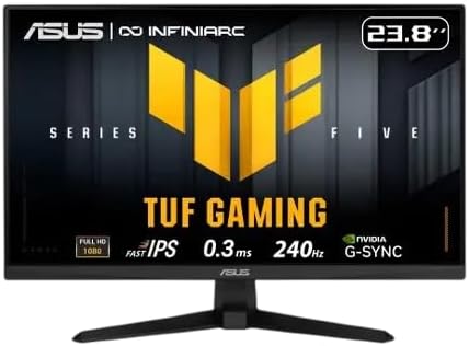 Compare 24 inch TUF Gaming Series 5, FHD 1920 x 1080, FastIPS, 240Hz, 0.3ms, GSYNC, AMD FreeSync, 99% sRGB, Gaming Monitor  VG249QM5AJ Infiniarc Edition Black Black at KSA Price