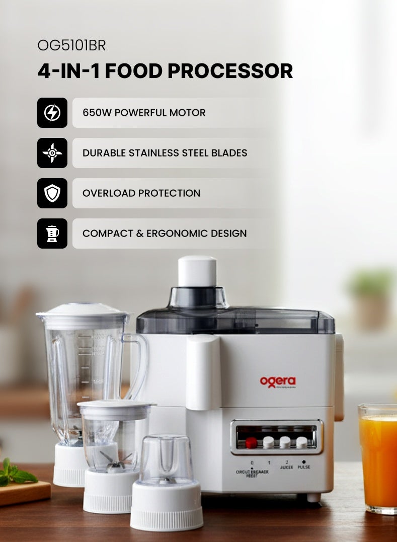 4-in-1 Food Processor & Blender OG5101BR | 650…