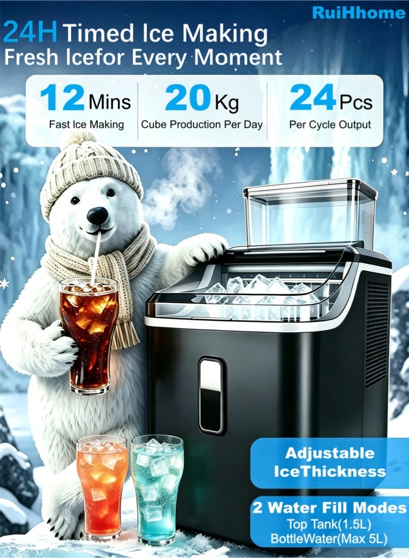 Countertop Ice Maker Machine | 24 Cubes/12…