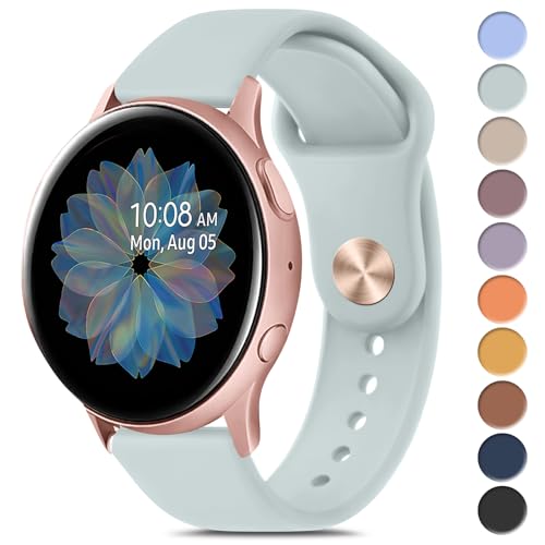 Compare Meliya Bands Compatible with Samsung Galaxy Watch Active 2 20mm Soft Silicone Sport Replacement Strap for Women Men Succulent at KSA Price
