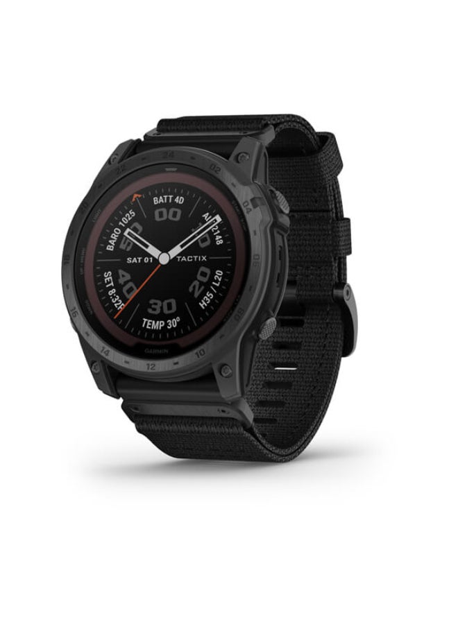 Compare Tactix 7 – Pro Edition  51 Mm  Up To 37 Days Of Battery Life  1.4 Inch Sunlight Visible Display, Scratch Resistant, Power Sapphire, Heart Rate Monitor, Stress Tracking, BuiltIn Gnss And Sports App, Built In Led Flashlight, Ios And Android Compatible Black at KSA Price