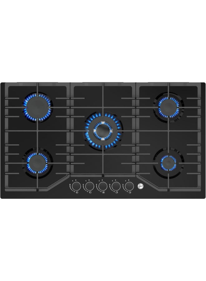 Hoover 90CM 5 Burner Gas Hob Glass - with…