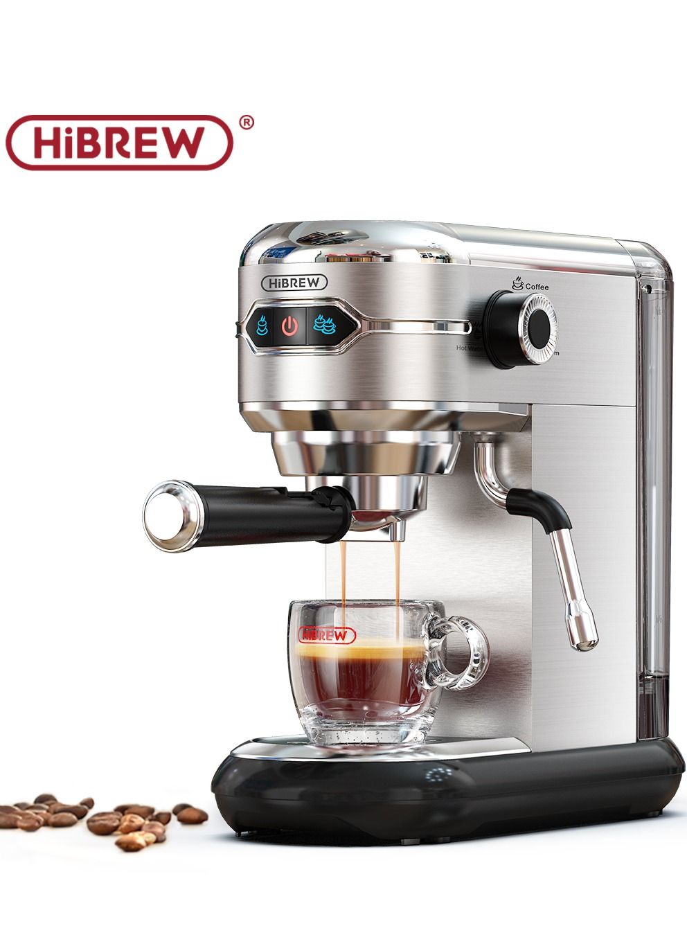Compare HiBREW Coffee Maker Cafetera  Inox Semi Automatic Super Slim ESE POD& Powder Espresso Cappuccino Machine 1450W H11UKN at KSA Price