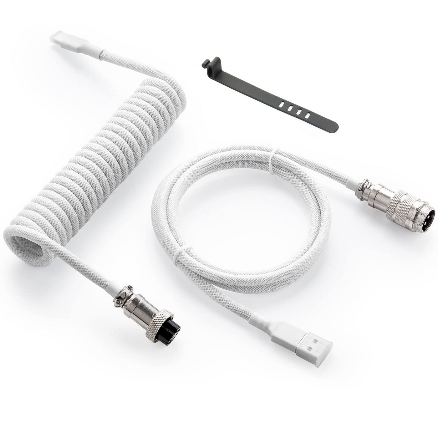 Compare GUNMJO Pro Custom Coiled USB C Cable for Gaming Keyboard, DoubleSleeved Mechanical Keyboard Cable with Detachable Metal Aviator, 1.5M USBC to USBA, White Color at KSA Price