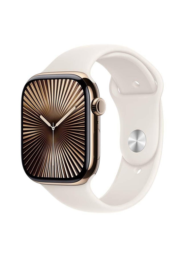 Compare Watch Series 10 Gps  Cellular 46Mm Gold Titanium Case With Starlight Sport Band  Sm White at KSA Price