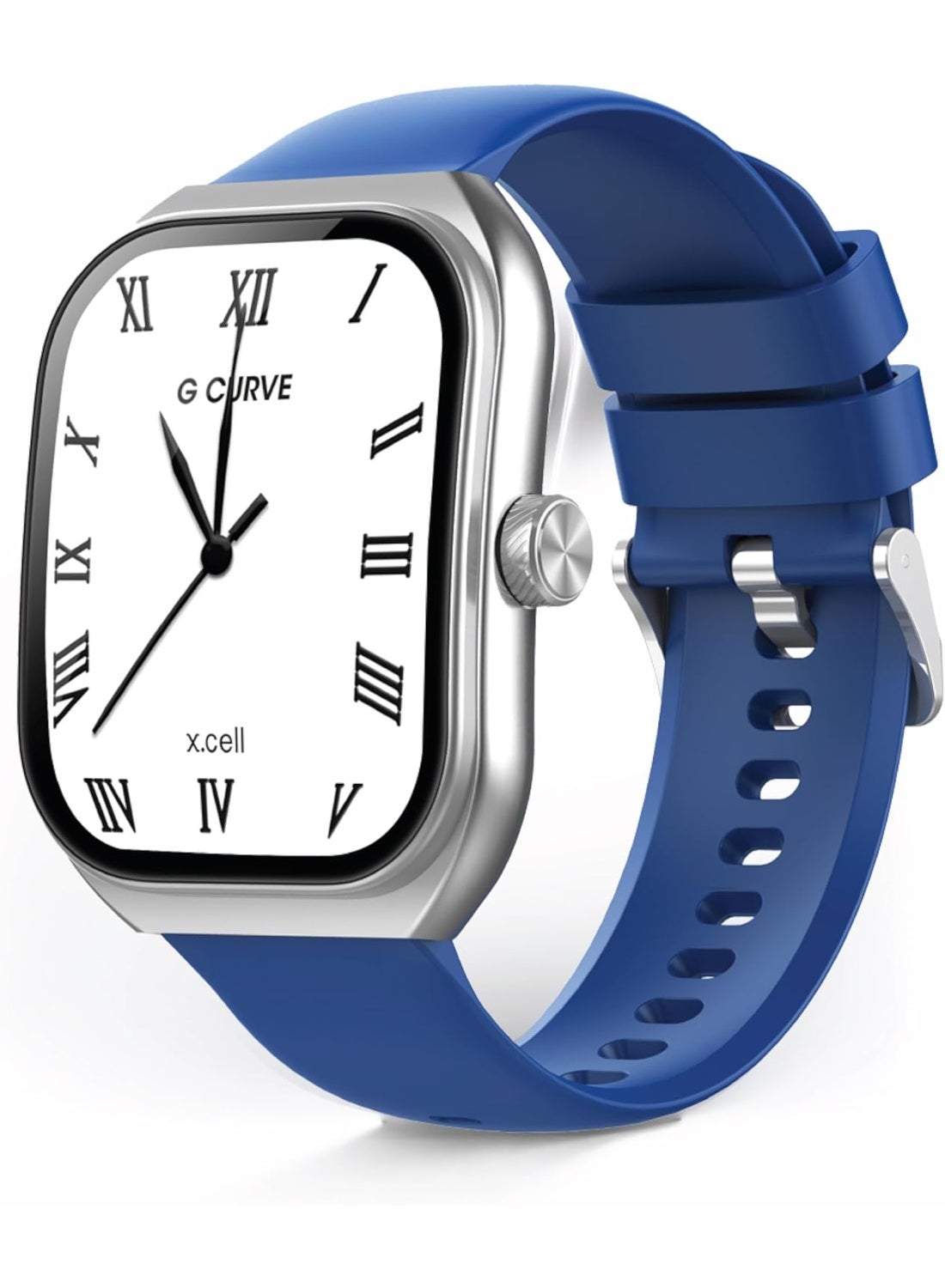 Compare Xcell G?Curve Smartwatch | 2.01 Curved Display | Bluetooth Calling | IP68 | Heart Rate, SpO2 & Wellness BP Tracking | 100+ Workout Modes | Magnetic Charging | iOSAndroid Silver Frame & Blue Strap at KSA Price