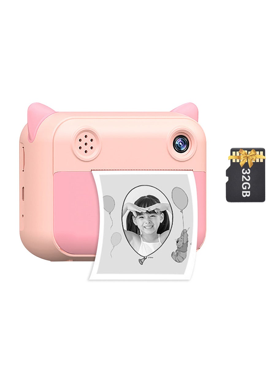 Compare Cute Kids Instant Print Camera 1080P Digital Video Camera Dual Camera Lens 12MP 2.4 Inch LCD Screen Builtin Battery with 32GB TF Card Birthday Festival  Gift for Kids at KSA Price