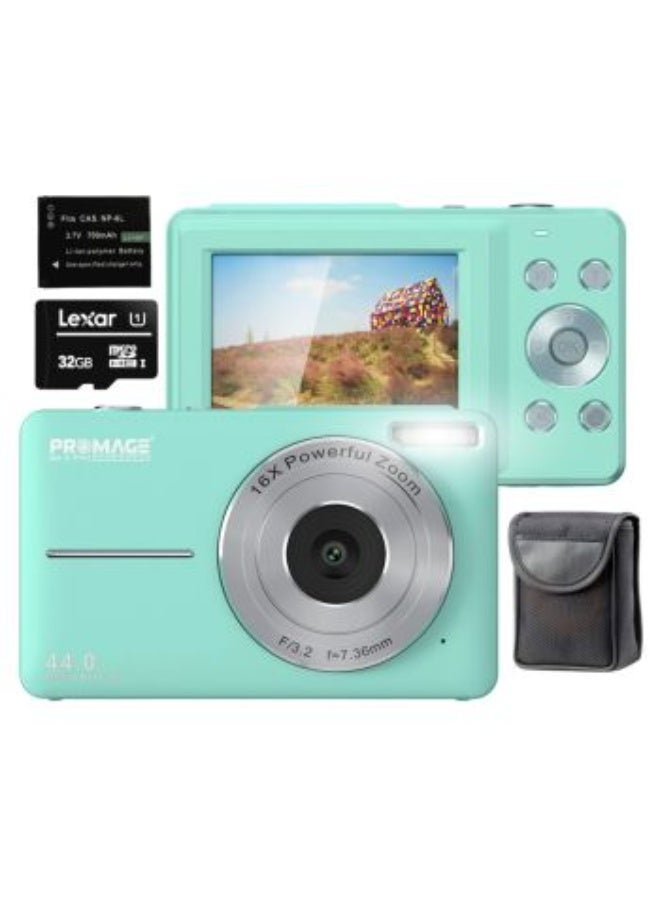Compare PROMAGE PC100 Digital Camera 44MP – Green, 1080p Video, 2.4? LCD Screen, 16X Digital Zoom, USB Rechargeable at KSA Price