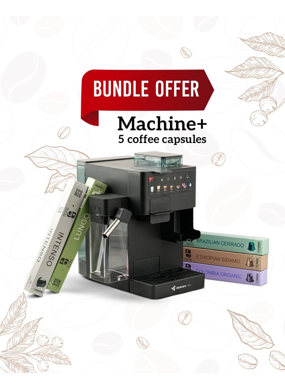 Compare 5 in 1 Coffee Machine with 5 Coffee Capsule Assorted lines at KSA Price