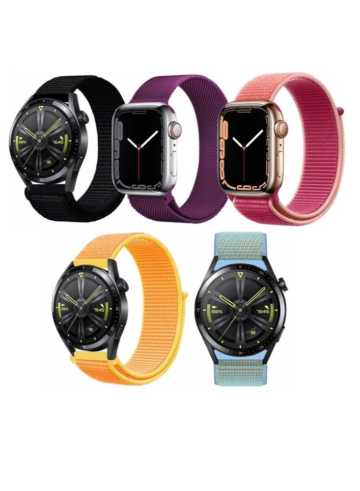 Compare 5pcs Watchband Bundle Compatible with all Samsung, Huawei, Amazfit, Fitbit and Honor with 22mm band size at KSA Price