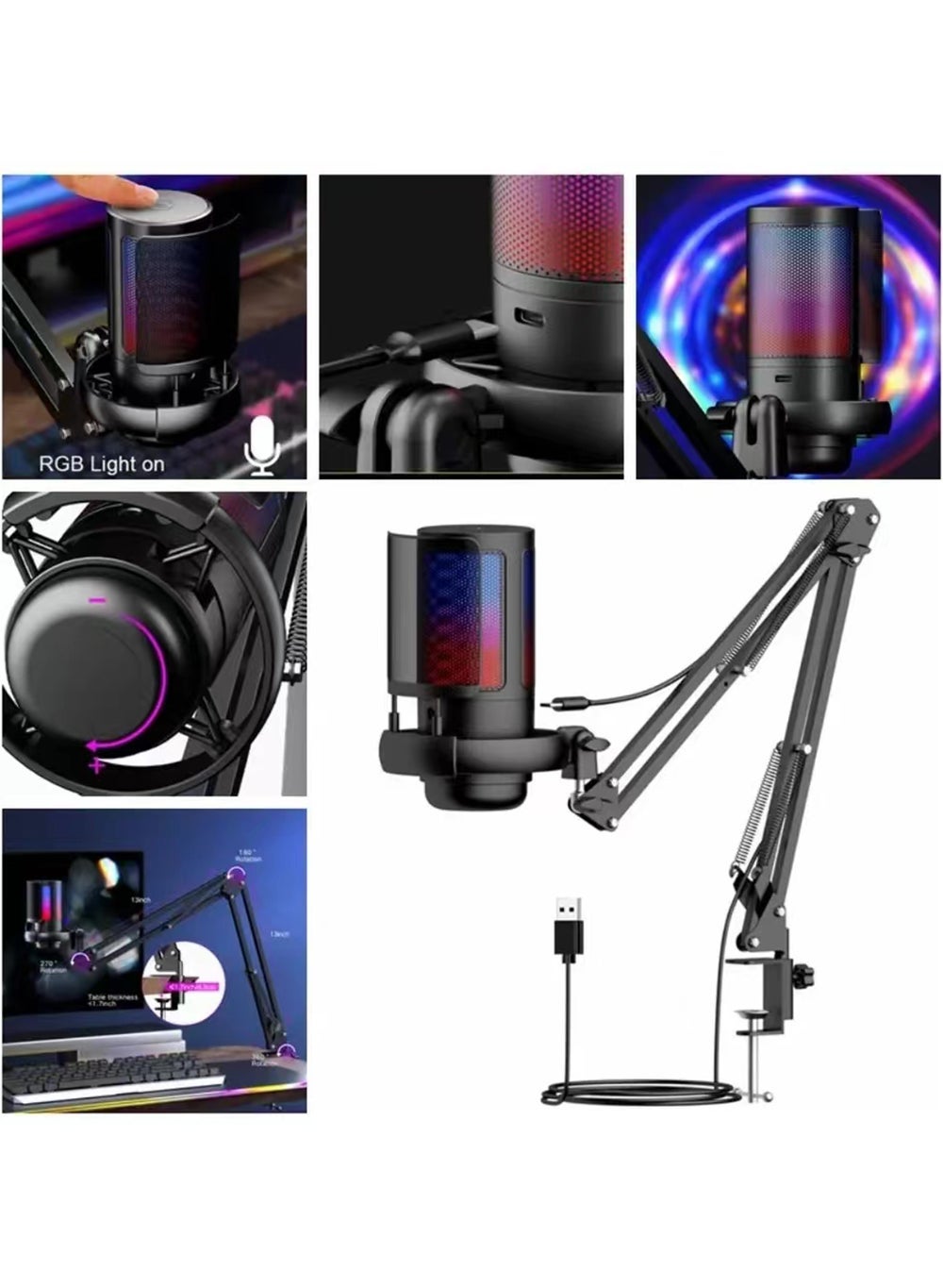 Compare Gaming PC USB Microphone Podcast Condenser Mic With Adjustable Arm Stand Pop Filter Mute Button For Streaming Twitch Online Chat Snapchat Computer Mic For PS4 PS5 PC Gamer Youtuber at KSA Price