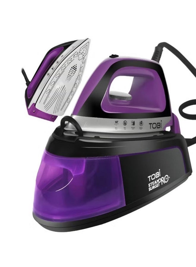 Compare TOBI SteamPro Surge+ 2400W Professional Steam Generator Iron with Detachable Water Tank – Fast HeatUp, AntiDrip, Ceramic Soleplate, PurpleBlack at KSA Price