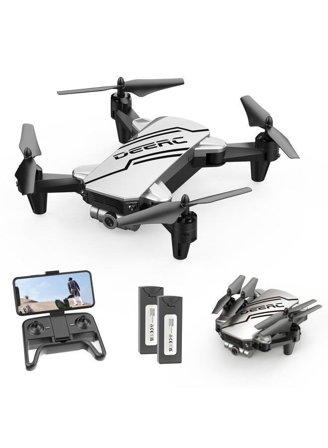 Compare D20 Mini Drone for Kids – 720P HD FPV Camera, Remote Control, Altitude Hold, Headless Mode, OneKey Start, Speed Adjustment, 3D Flips, 2 Batteries – Fun Silver Toy for Boys & Girls at KSA Price