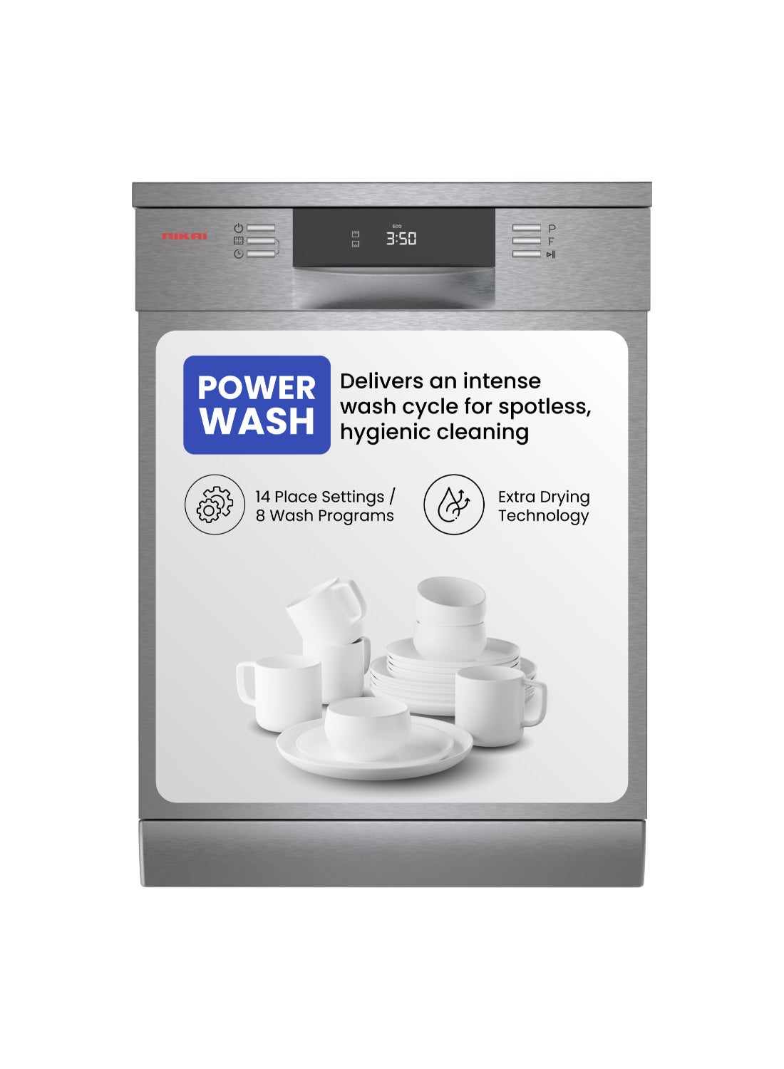 Compare 14Place Setting Freestanding Dishwasher with LED Display | Adjustable Basket | Silent Operation & 8 Wash Programs 1800 W 1800 W NDW4114N1SS silver at KSA Price